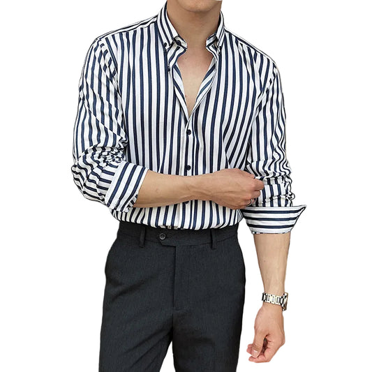 Men's Long-sleeved Striped Shirt