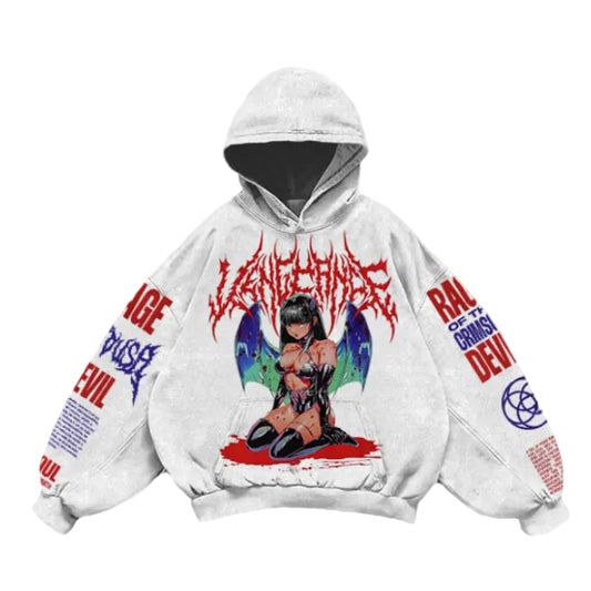 "VENGEANCE" Hooded Loose Retro Sweatshirt