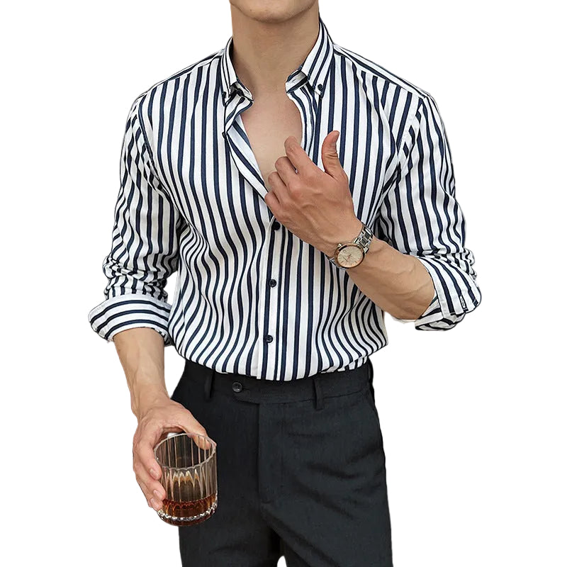 Men's Long-sleeved Striped Shirt