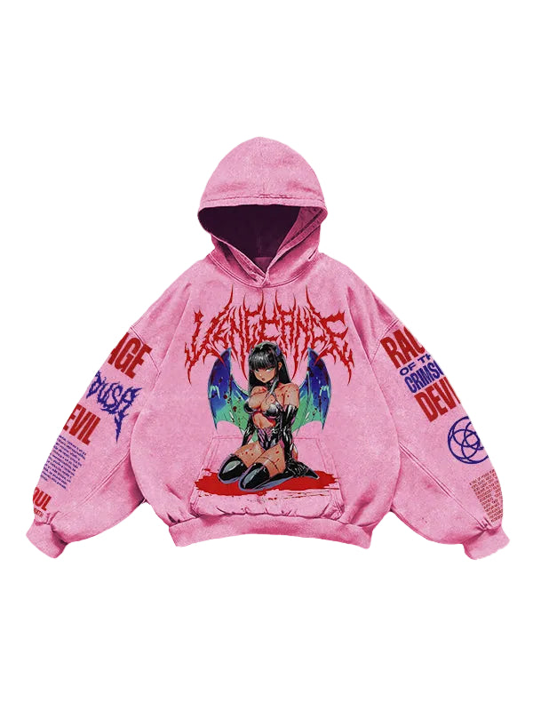 "VENGEANCE" Hooded Loose Retro Sweatshirt