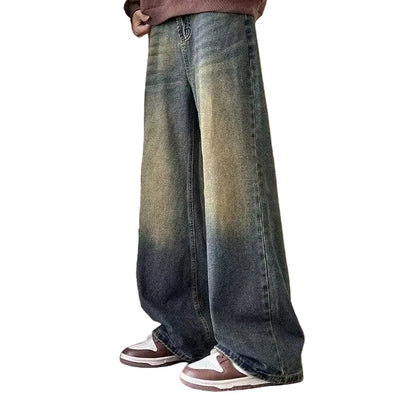 "YNGSTR ENERGY" Vintage Straight-leg Loose Jeans