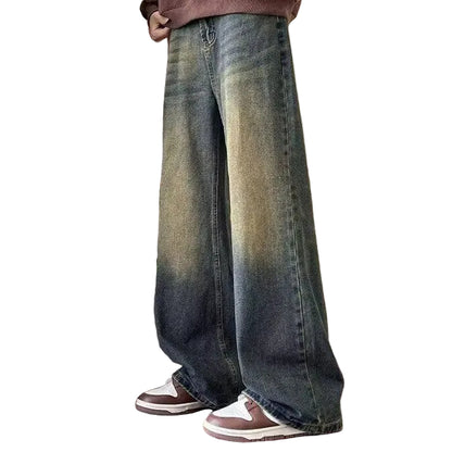 "YNGSTR ENERGY" Vintage Straight-leg Loose Jeans