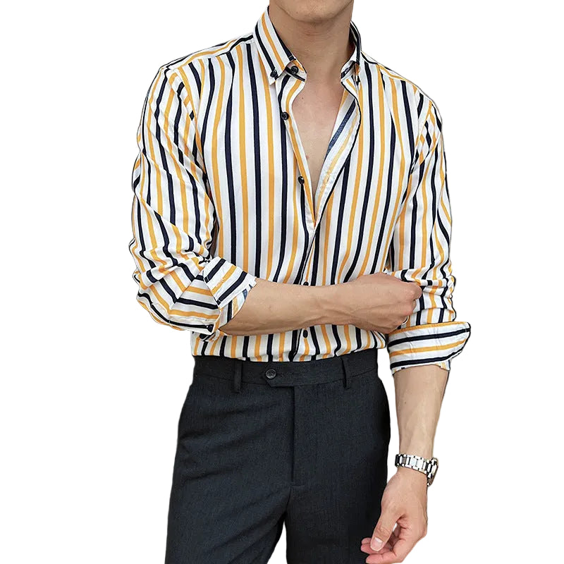 Men's Long-sleeved Striped Shirt
