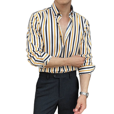 Men's Long-sleeved Striped Shirt