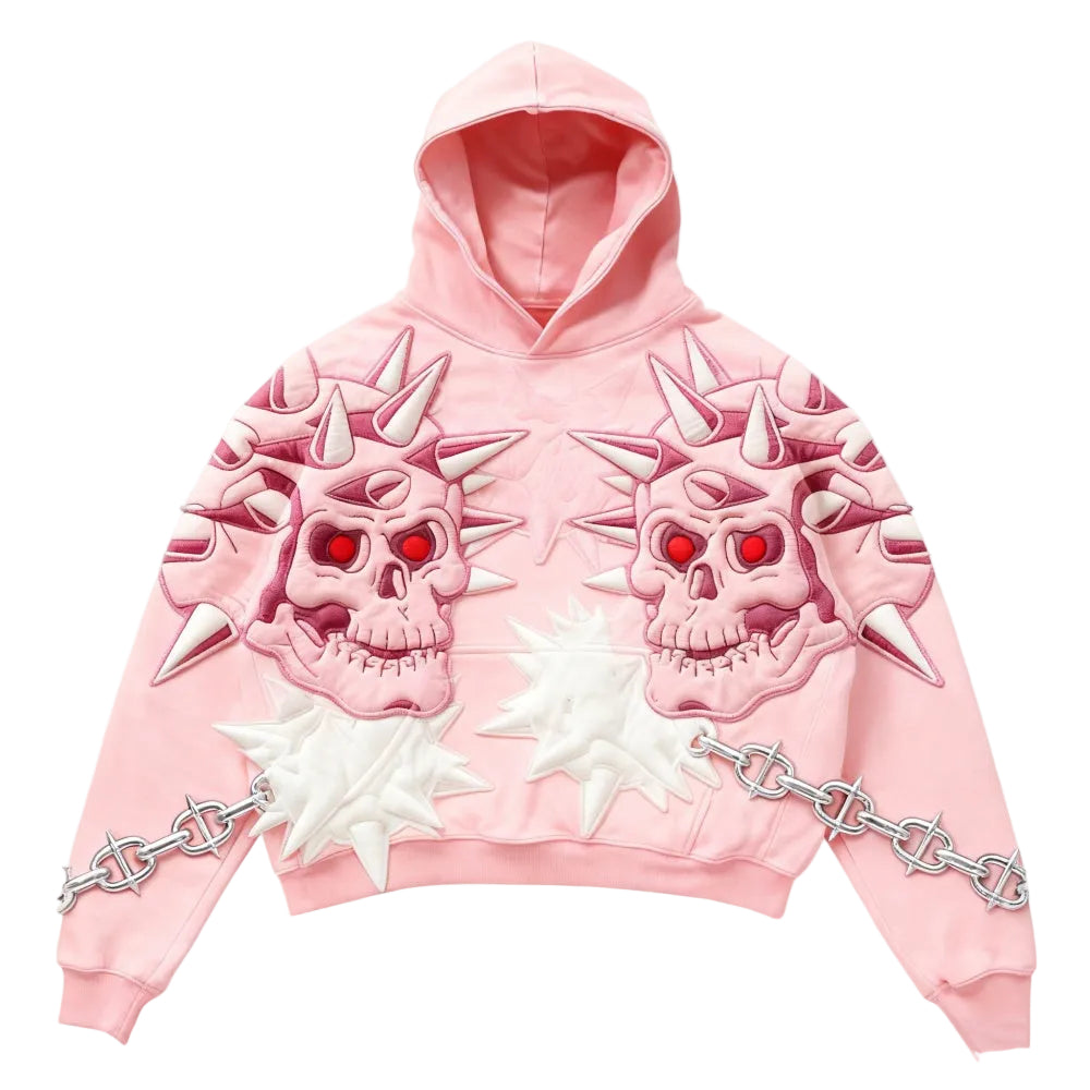 Pink Skull Retro Y2K 3D Printed Hoodie