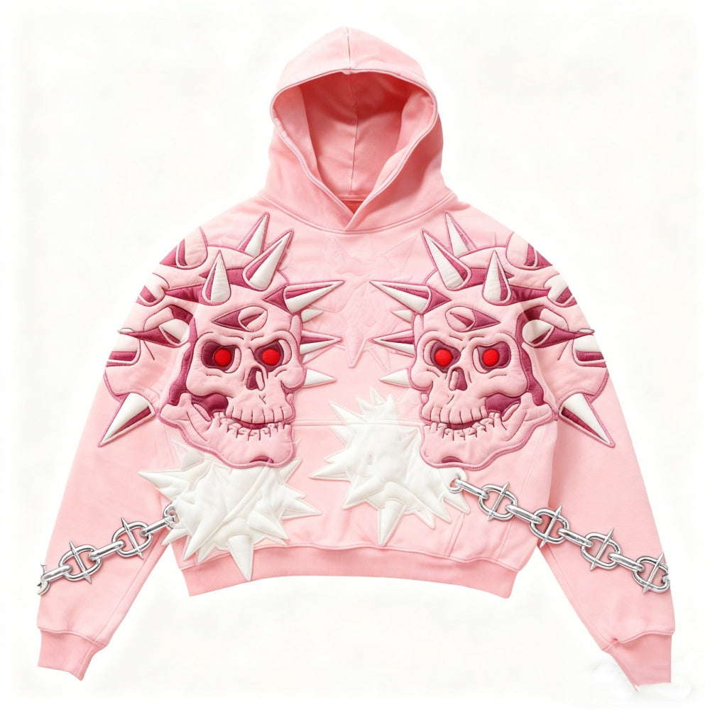 Pink Skull Retro Y2K 3D Printed Hoodie