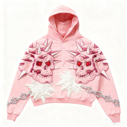 Pink Skull Retro Y2K 3D Printed Hoodie