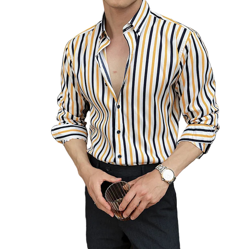 Men's Long-sleeved Striped Shirt