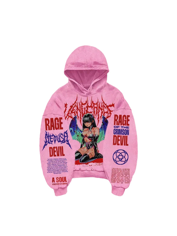 "VENGEANCE" Hooded Loose Retro Sweatshirt