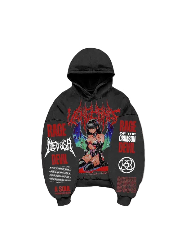 "VENGEANCE" Hooded Loose Retro Sweatshirt