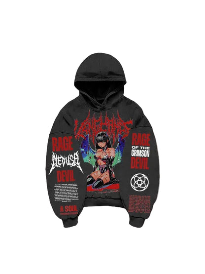 "VENGEANCE" Hooded Loose Retro Sweatshirt