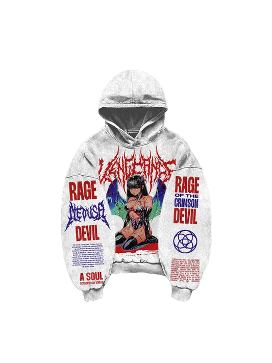 "VENGEANCE" Hooded Loose Retro Sweatshirt